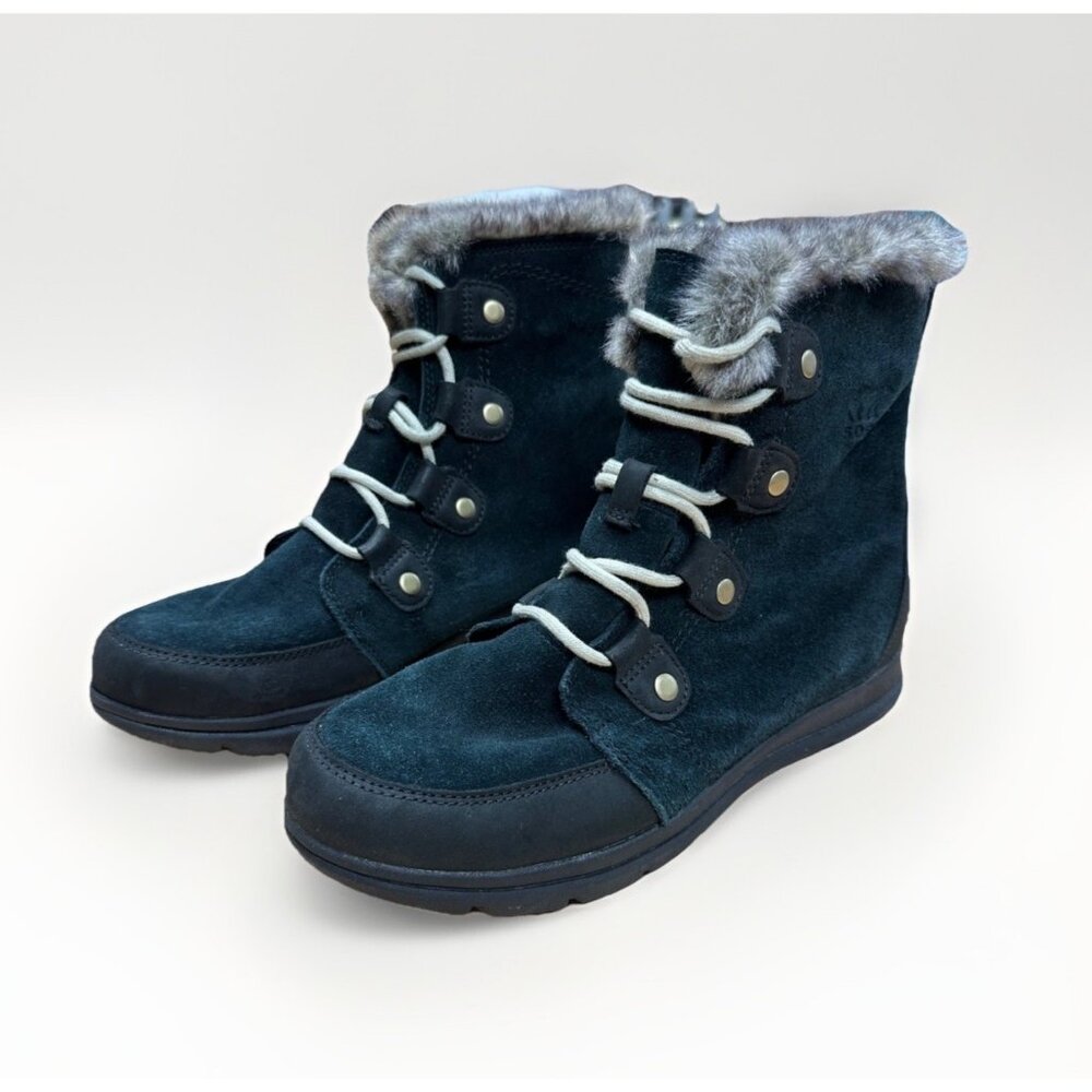 Sorel Women's Explorer 2 Joan Boots sz 11 Waterproof Black/Dk Stone Lace-up Snow